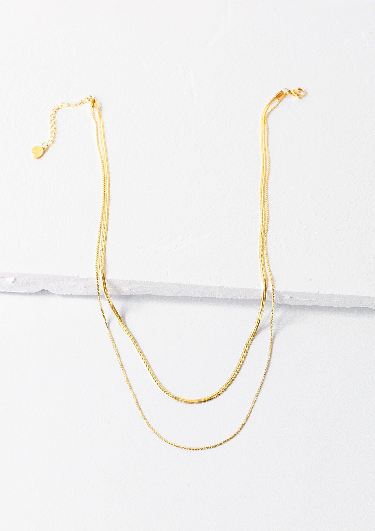 Delicate Layered Necklace Snake Chain Gold