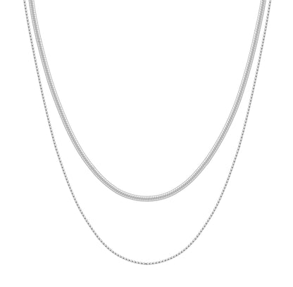 Delicate Layered Necklace Snake Chain Silver