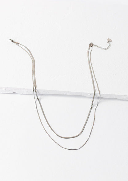 Delicate Layered Necklace Snake Chain Silver