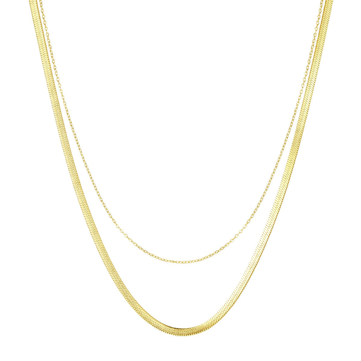 Mixed Snake and Cable Chain Necklace Gold