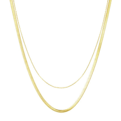 Mixed Snake and Cable Chain Necklace Gold