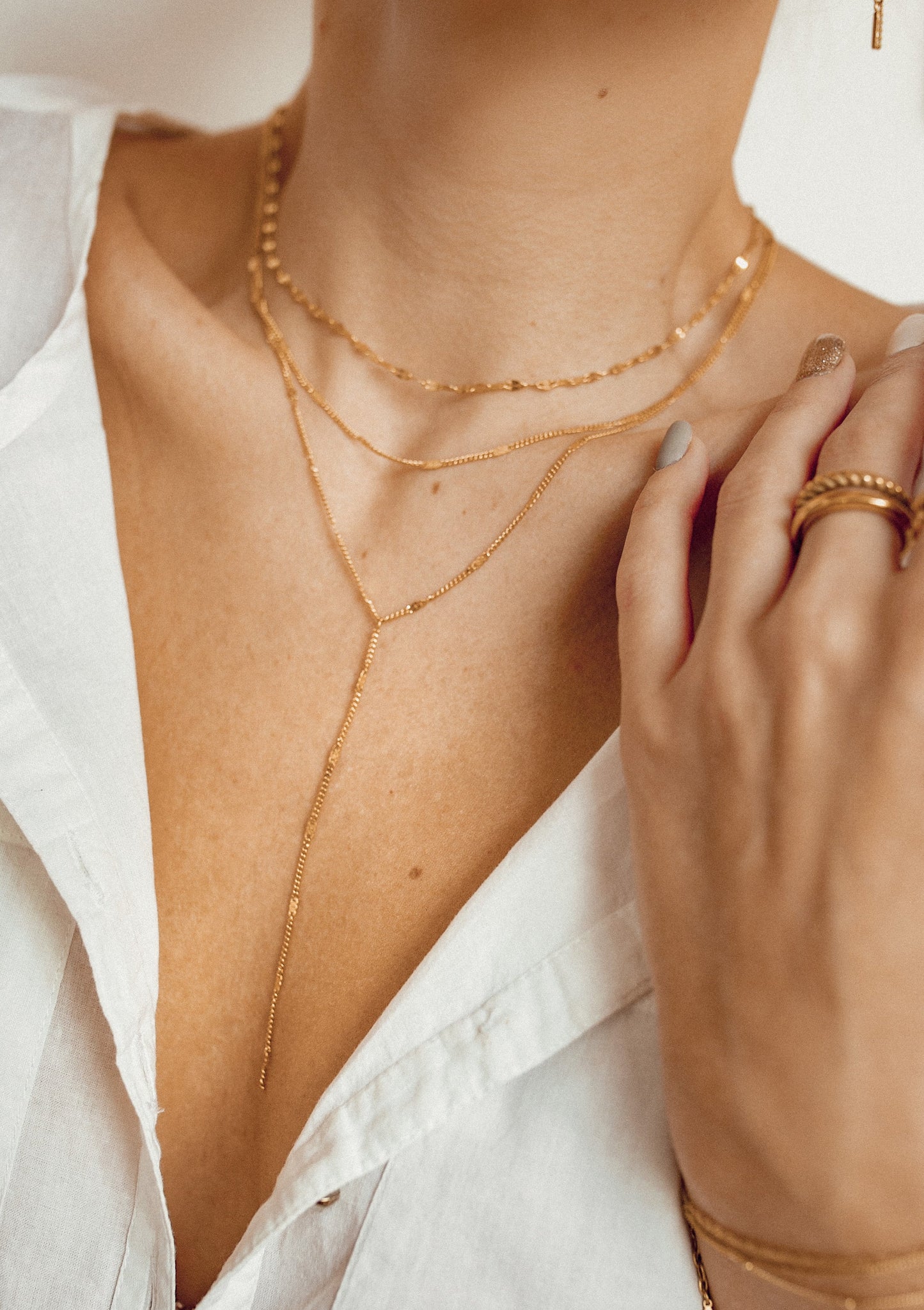 Layered Y Necklace Gold