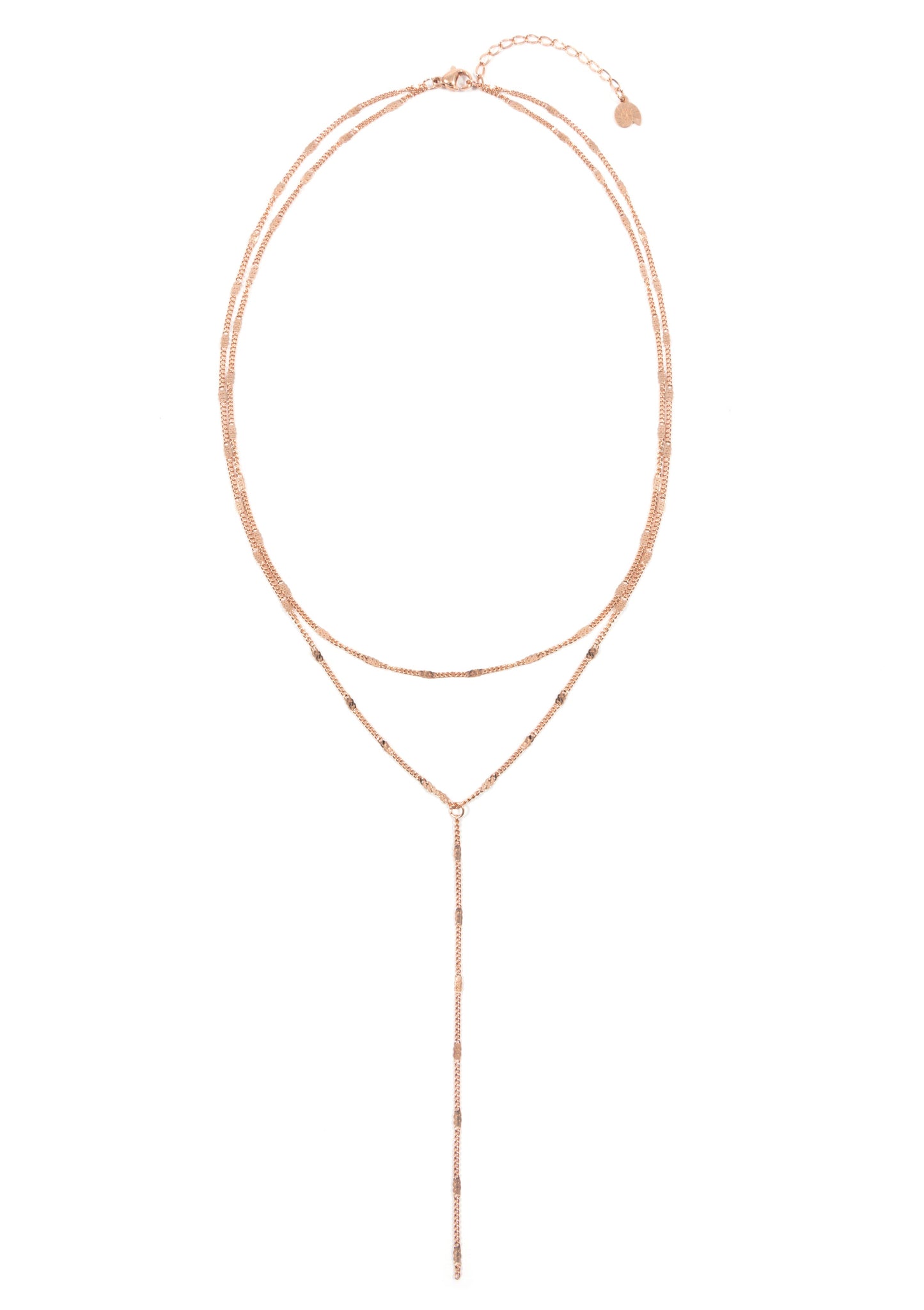 Layered Y Necklace Rose Gold
