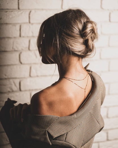 Layered Y Necklace Rose Gold