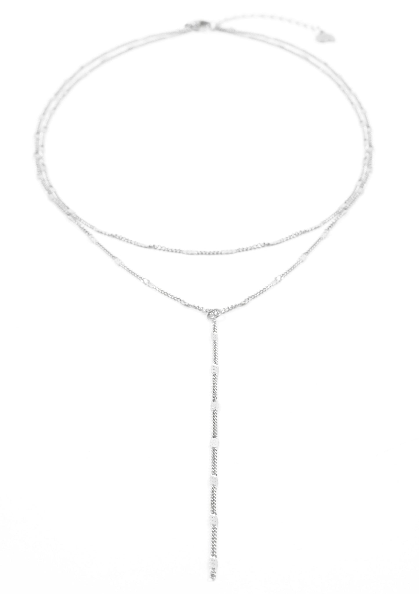 Layered Y Necklace Silver