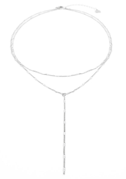 Layered Y Necklace Silver