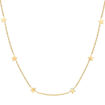 Layering Necklaces Stars and Moon in Gold