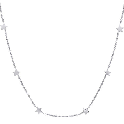Layering Necklaces Stars and Moon in Silver
