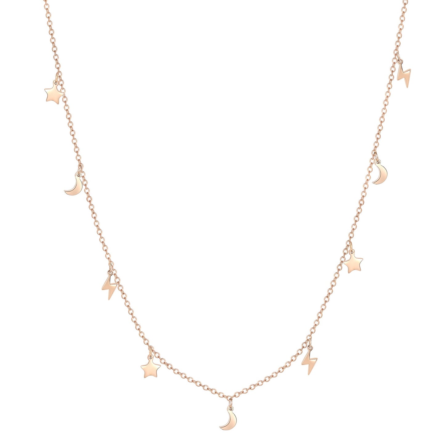 Lightning Star Moon Necklace Rose Gold