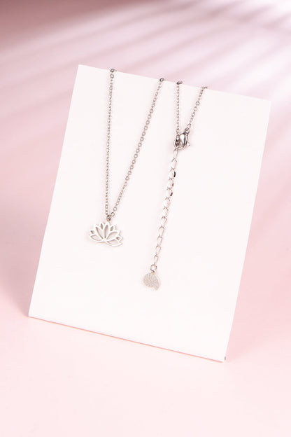 Lotus Pendant Necklace Silver