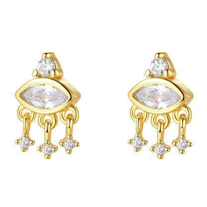 Lucky Eye Stud Earrings Sterling Silver Gold