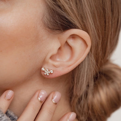 Meadow Stud Earrings Sterling Silver Gold