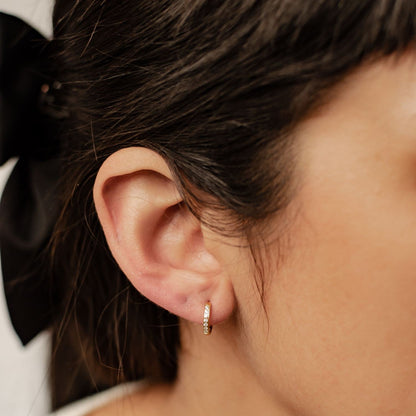 Clear Stone Hoop Earrings Stainless Steel