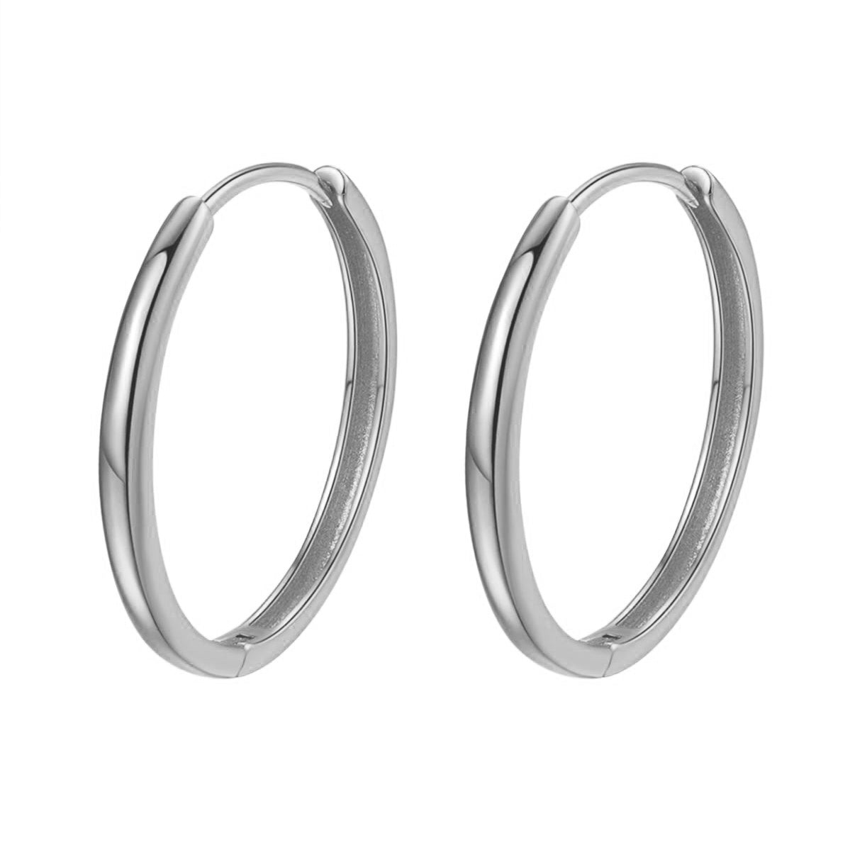 Mid Chunky Hoop Earrings Sterling Silver
