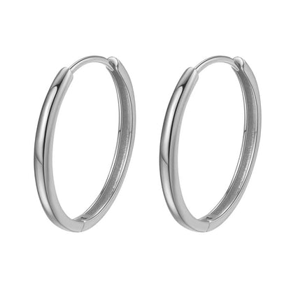 Mid Chunky Hoop Earrings Sterling Silver