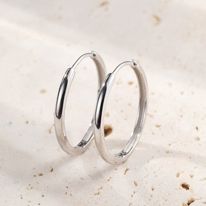 Mid Chunky Hoop Earrings Sterling Silver