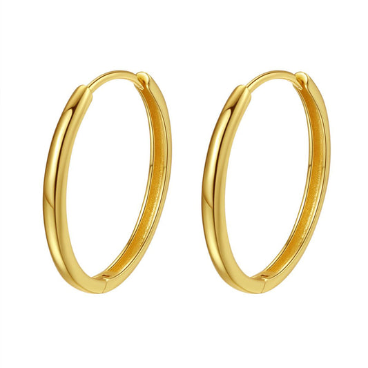 Mid Chunky Hoop Earrings Sterling Silver