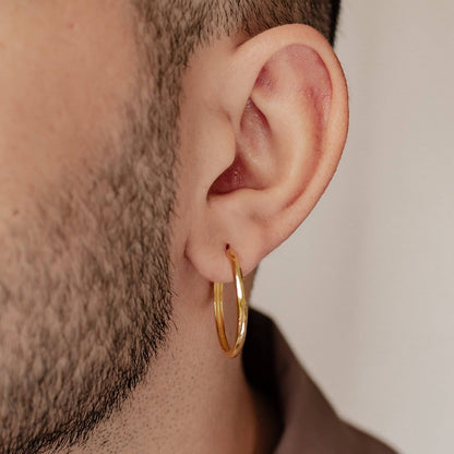 Mid Chunky Hoop Earrings Sterling Silver