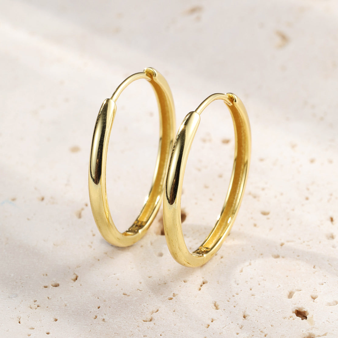 Mid Chunky Hoop Earrings Sterling Silver