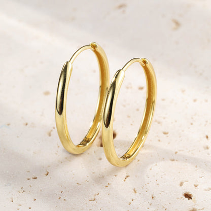 Mid Chunky Hoop Earrings Sterling Silver