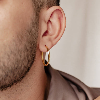 Mid Chunky Hoop Earrings Sterling Silver