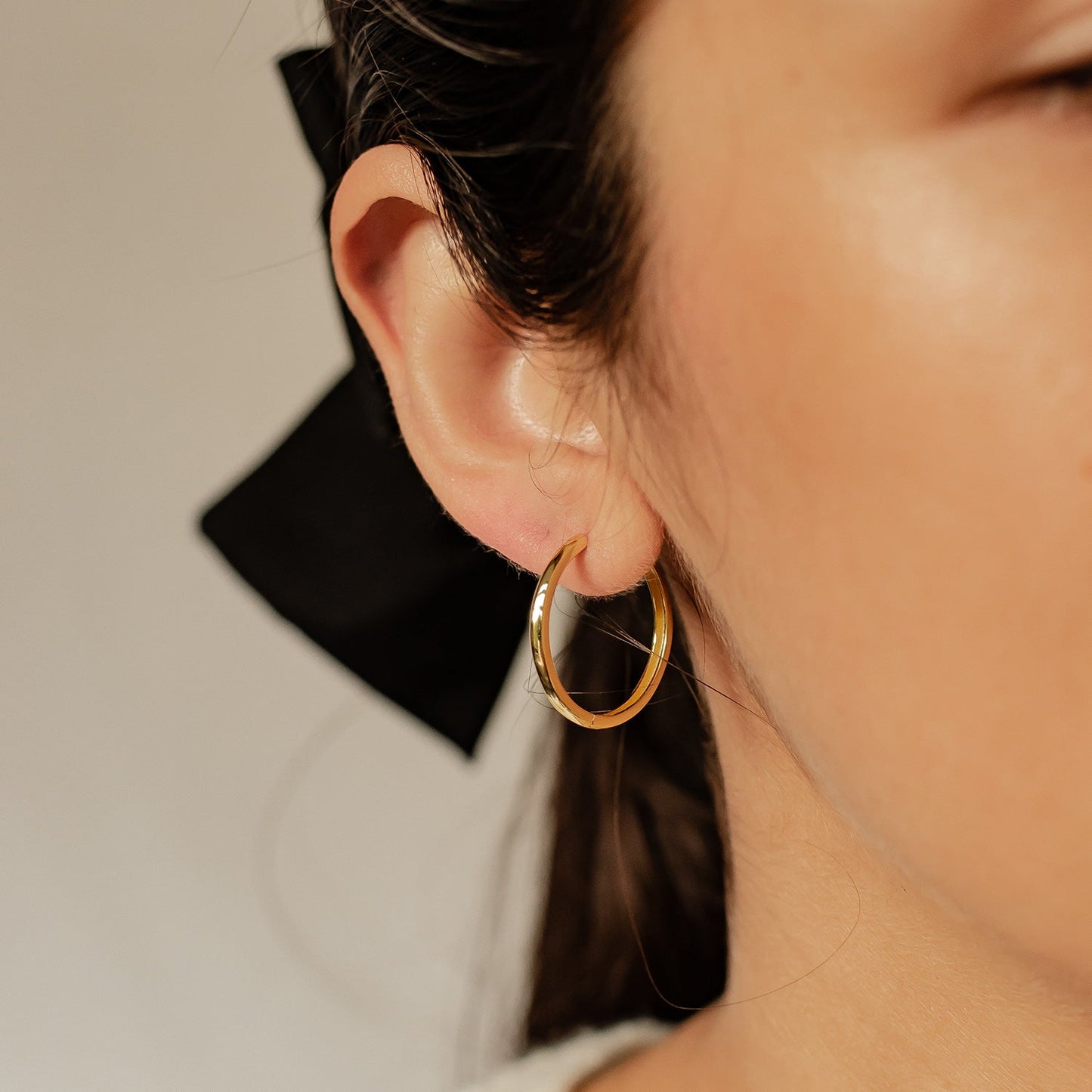 Mid Chunky Hoop Earrings Sterling Silver