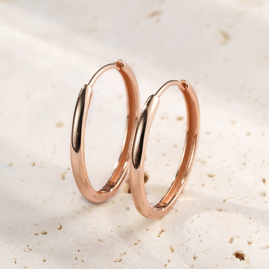 Mid Chunky Hoop Earrings Sterling Silver