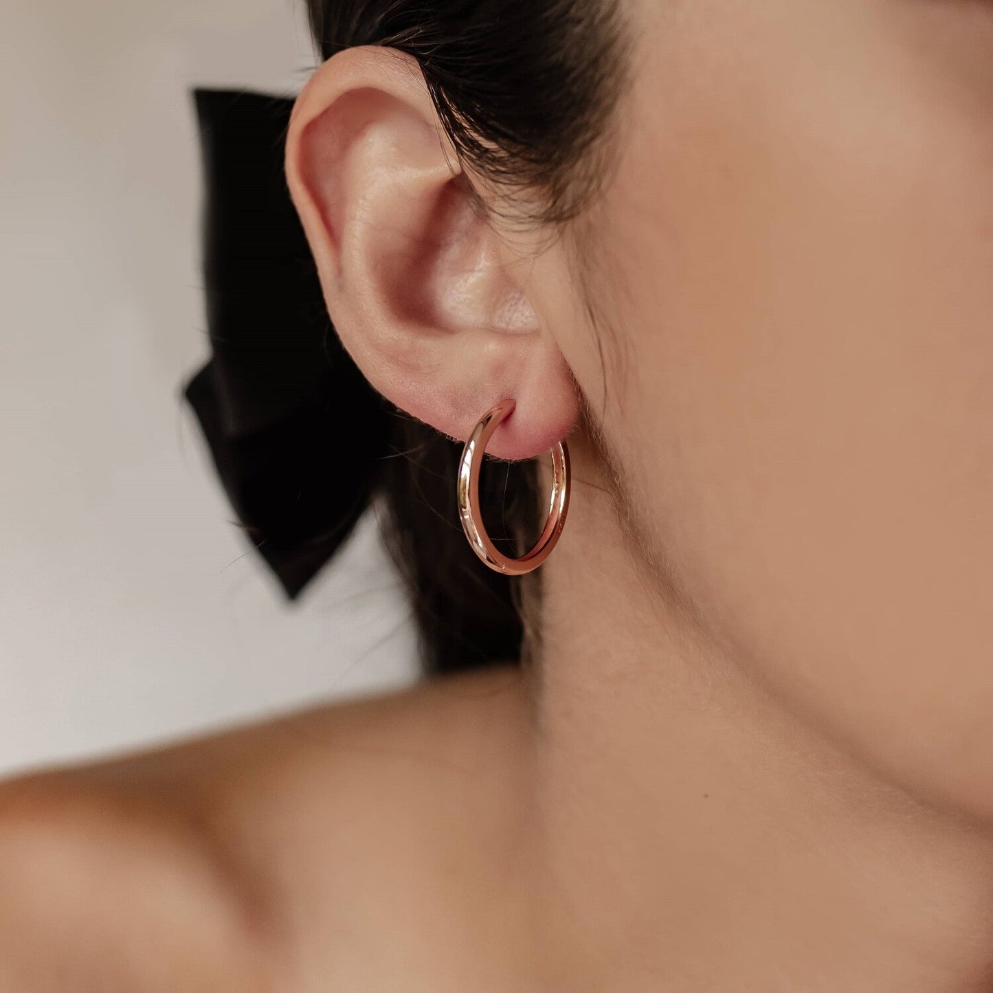 Mid Chunky Hoop Earrings Sterling Silver