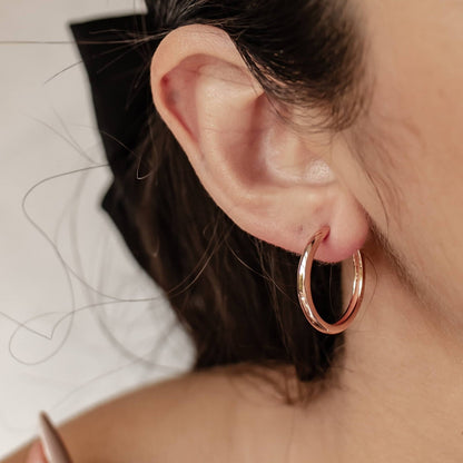 Mid Chunky Hoop Earrings Sterling Silver