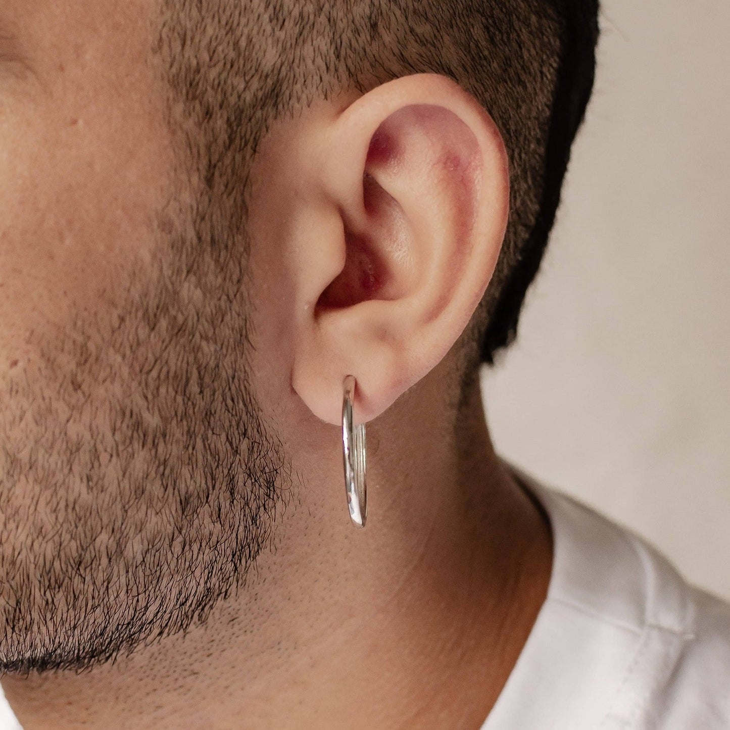 Mid Chunky Hoop Earrings Sterling Silver