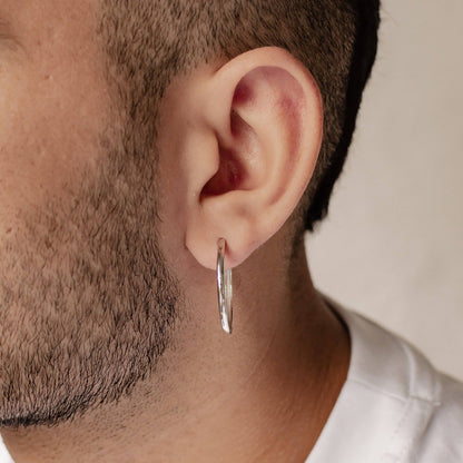 Mid Chunky Hoop Earrings Sterling Silver