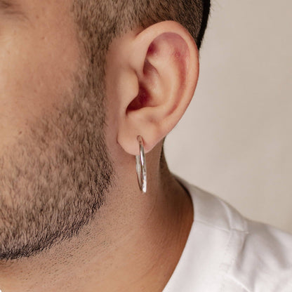 Mid Chunky Hoop Earrings Sterling Silver