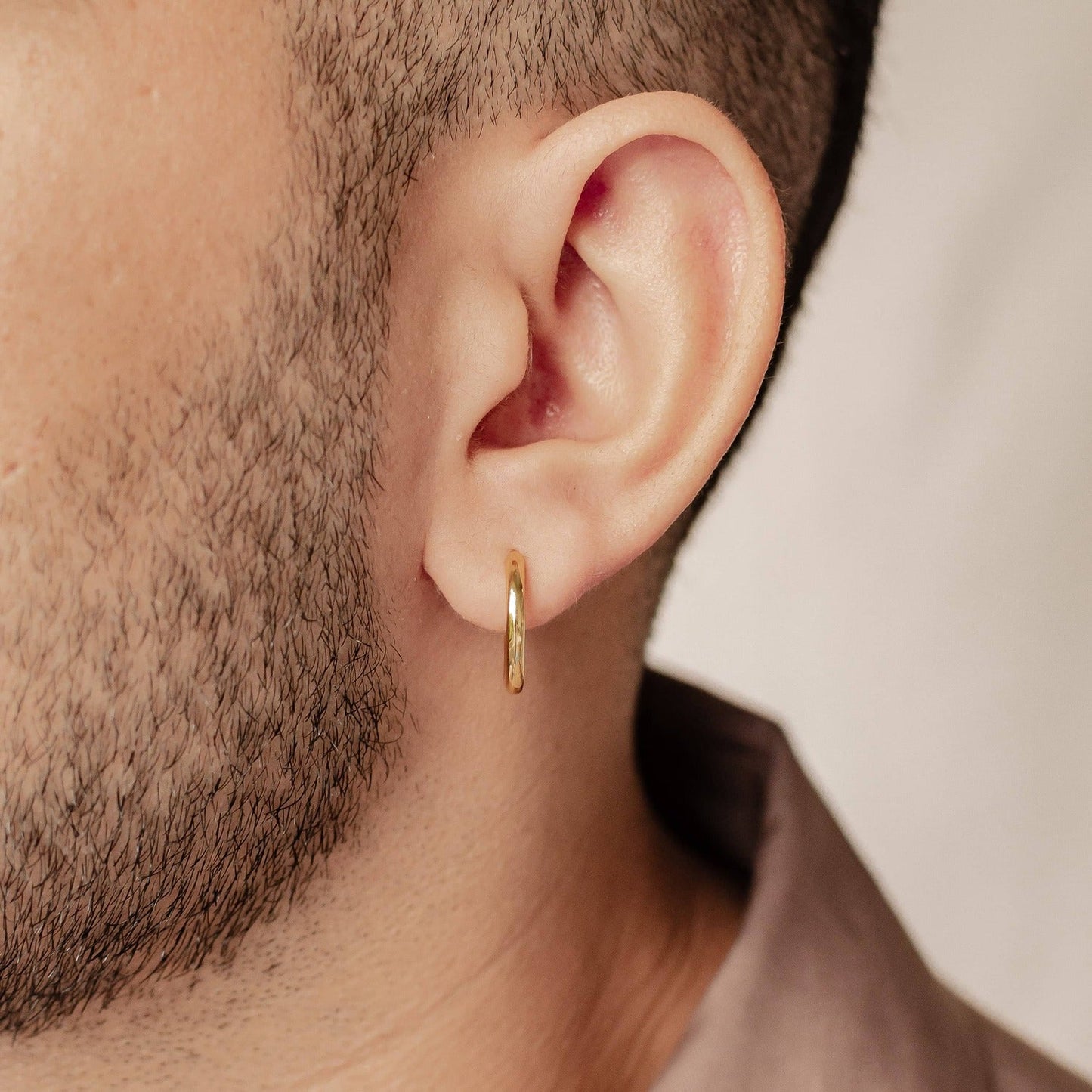 Mid Plain Hoop Earrings Sterling Silver Gold