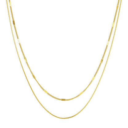Mixed Cable and Bead Chain Necklace Gold