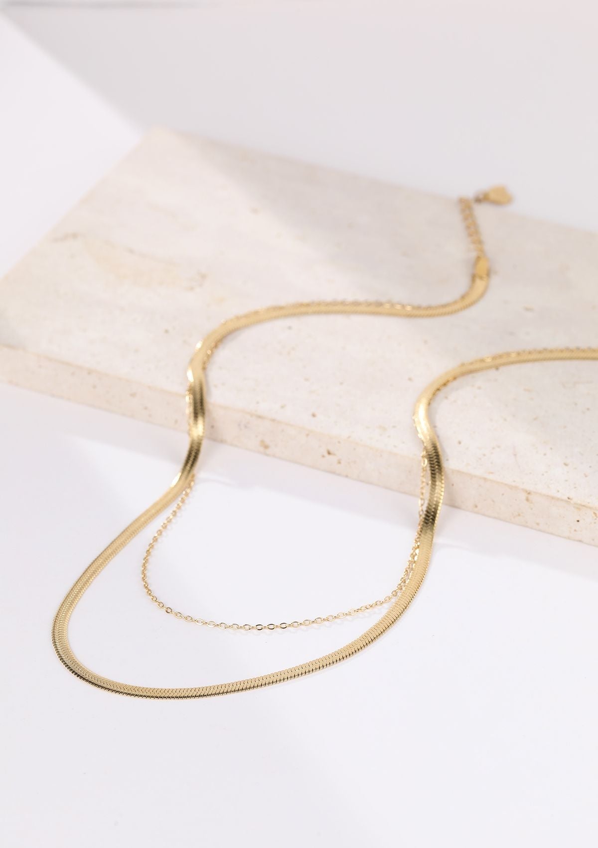 Mixed Snake and Cable Chain Necklace Gold