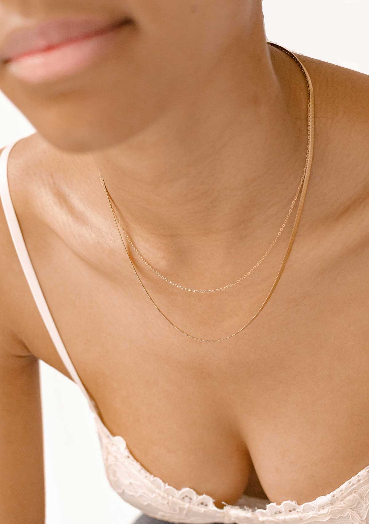 Mixed Snake and Cable Chain Necklace Gold