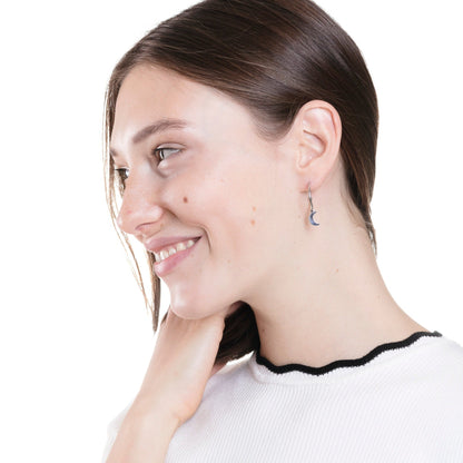 Moon Star Hoop Earrings Silver