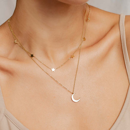 Moon Star Necklace Set Gold