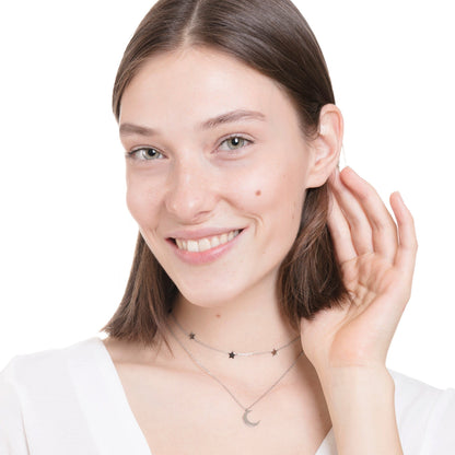 Moon Star Necklace Set Silver