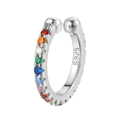 Multicolor Stone Ear Cuff Sterling Silver