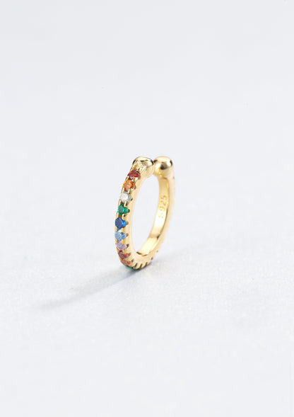 Multicolor Stone Ear Cuff Sterling Silver Gold