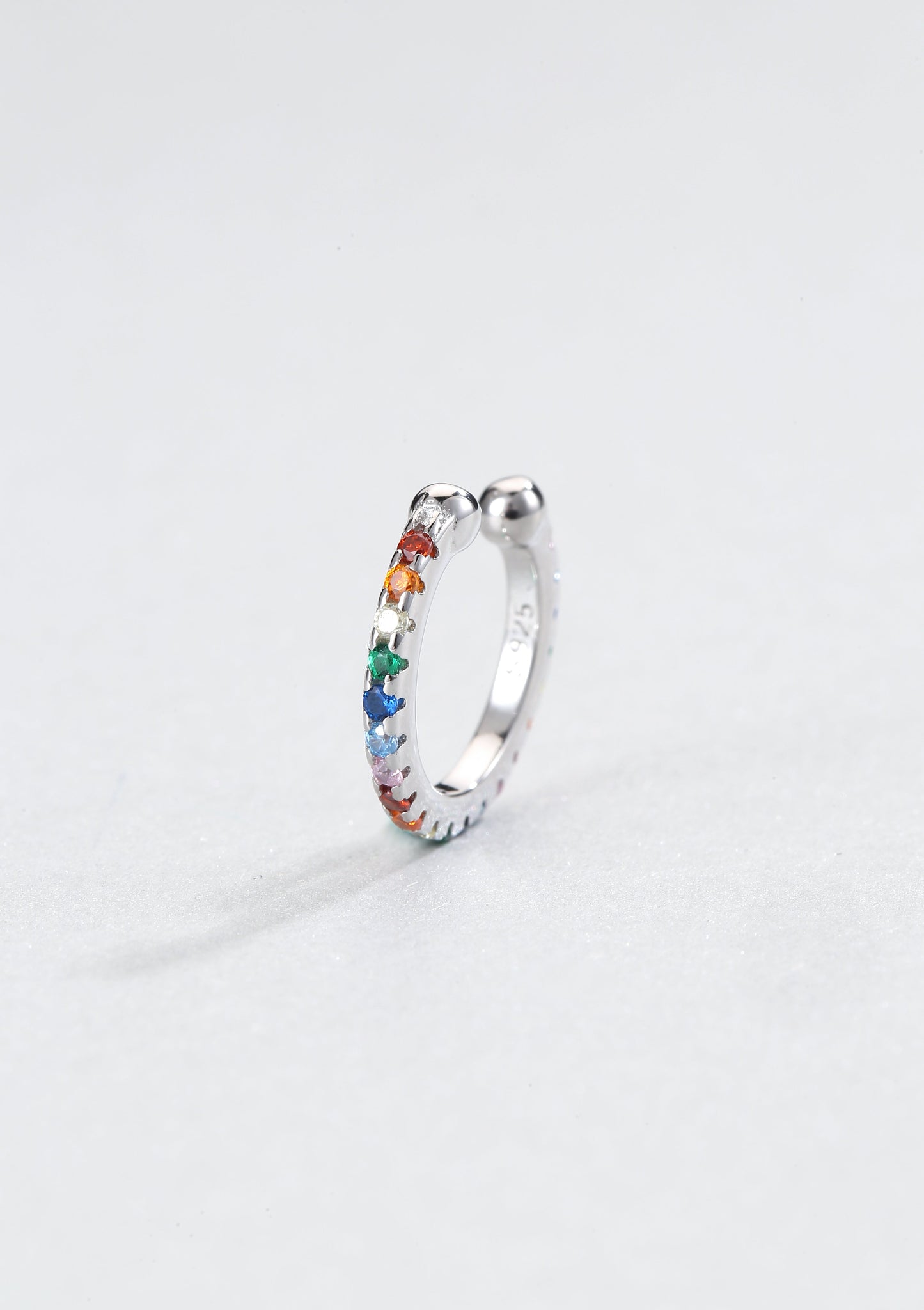 Multicolor Stone Ear Cuff Sterling Silver