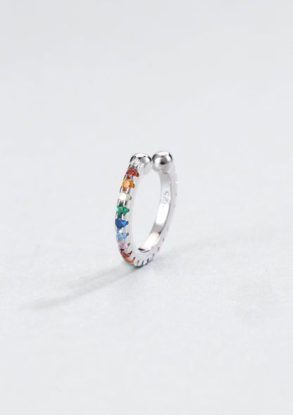 Multicolor Stone Ear Cuff Sterling Silver
