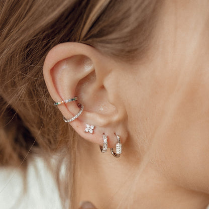 Oval Carabiner Huggie Earrings Sterling Silver