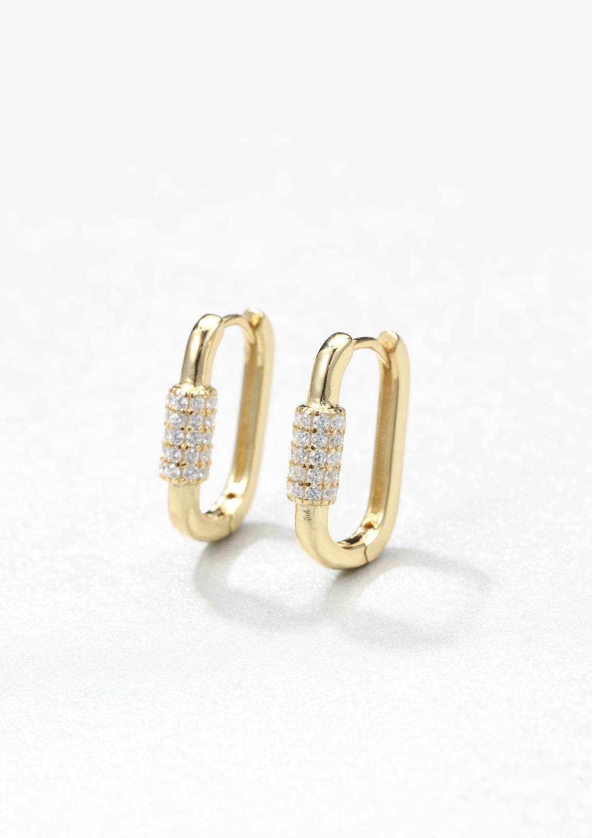 Oval Carabiner Huggie Earrings Sterling Silver Gold