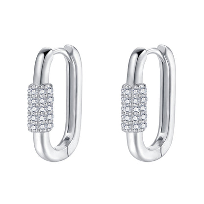 Oval Carabiner Huggie Earrings Sterling Silver