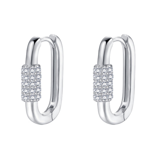 Oval Carabiner Huggie Earrings Sterling Silver