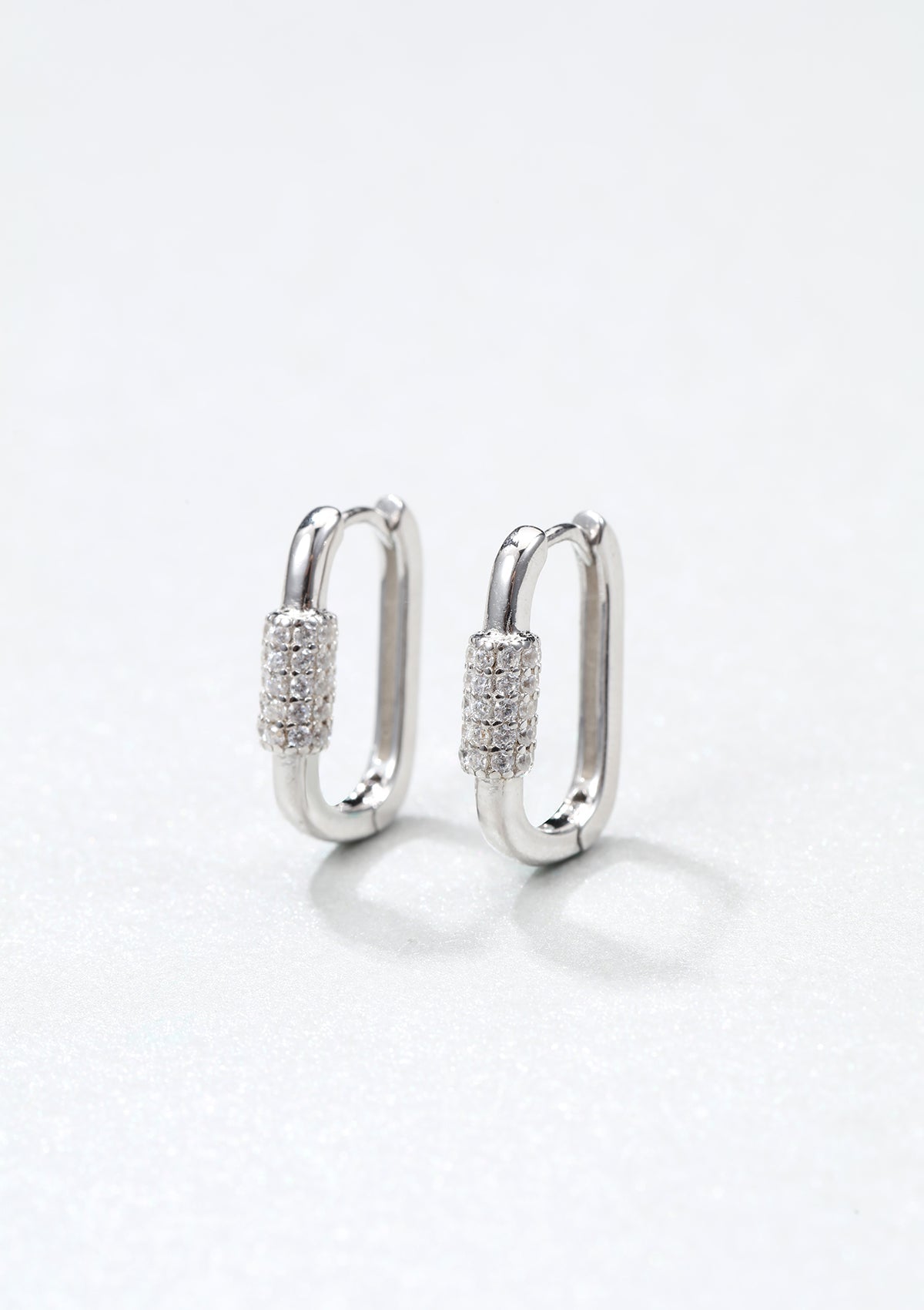 Oval Carabiner Huggie Earrings Sterling Silver