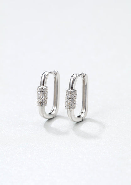 Oval Carabiner Huggie Earrings Sterling Silver