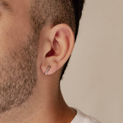 Oval Hoop Huggie Earrings Sterling Silver Gold